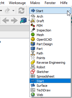 Auswahl an Arbeitsbereichen Screenshot des Auswahl an Arbeitsbereichen