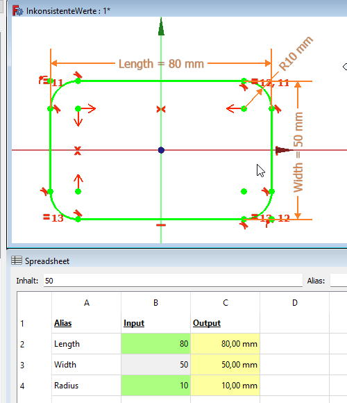 Tabellle und Skizze Screenshot Tabelle und Skizze