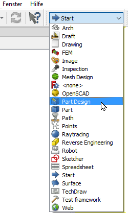 Aufklappmenü Arbeitsbereiche Screenshot Aufklappmenü Arbeitsbereiche