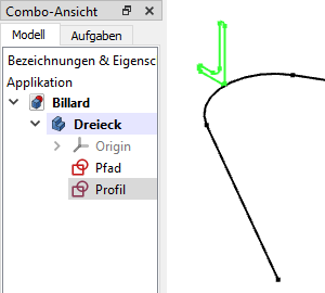 Skizze des L-Profiles Skizze des L-Profiles für ein Dreieck für Poolbillard