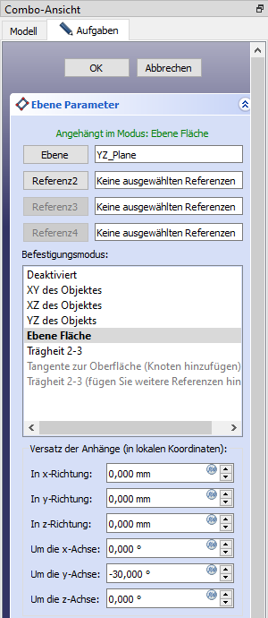 Parametermaske für Bezugsebenen Screenshot Parametermaske für Bezugsebenen