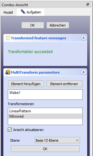 Parameter für die Spiegelung Screenshot Parameter für die Spiegelung