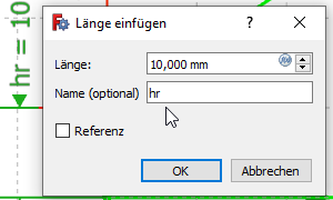 Maske Länge bemaßen Screenshot Maske