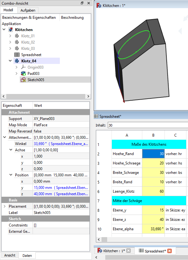 Skizze mit Parametern Screenshot Skizze mit Parametern