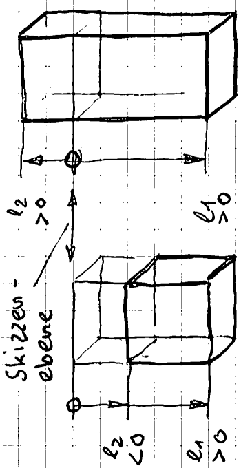 Extrusion mit 2 Längen Skizze einer Extrusion mit 2 Längen