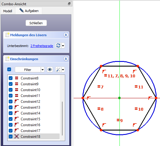 Sechseck aus der Polygon-Funktion des Sketcher Screenshot Sechseck aus der Polygon-Funktion des Sketcher