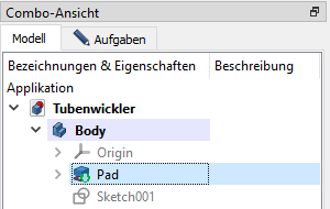 Sketch001 in der Baumansicht Screenshot Sketch001 in der Baumansicht