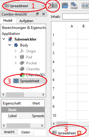 Tabelle öffnen Screenshot Tabelle öffnen