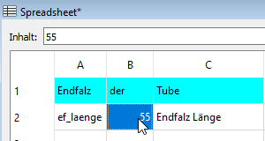 Maß in einer Tabelle Screenshot Maß in einer Tabelle