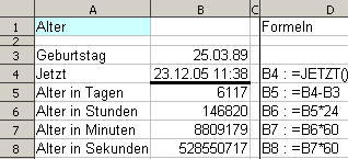Altersberechnung Screenshot