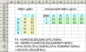Matrix transponieren Screenshot