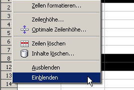 Zeilen einblenden Screenshot