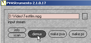 Demuxen starten bei PVAStrumento Screenshot:Demuxen starten bei PVAStrumento