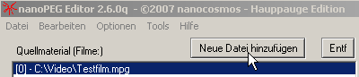 Datei öffnen bei nanoPEG Screenshot:Datei öffnen bei nanoPEG